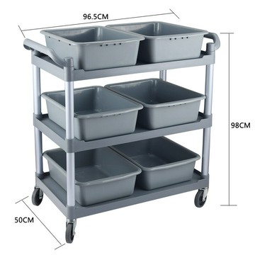 熱銷酒店送餐車三層手推車收納掛桶收碗車帶垃圾桶飯店餐廳移動服務車