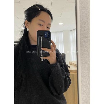 Sana Official ins博主同款錢包手機殼小眾設計荔枝紋PU皮外殼