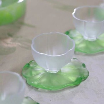 小白茶具心緣堂琉璃茶杯墊一杯一碟套組中式藍色綠色小清新茶器