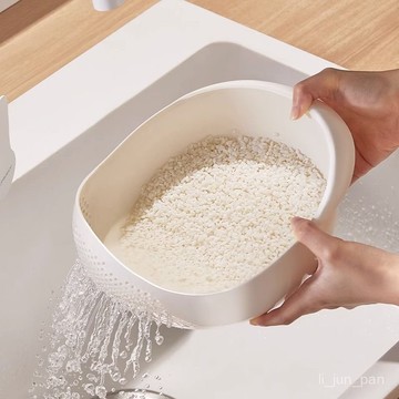 臺灣🙌8H出🔥優懃淘米籃家用淘米篩洗米盆廚房多功能瀝水籃洗蔬菜洗水果塑料盆