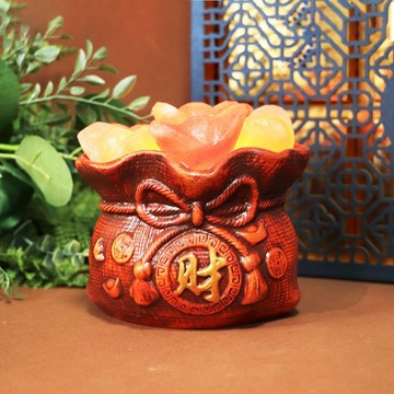 招財錢袋 I 小 I 風水擺位 玫瑰元寶 鹽燈