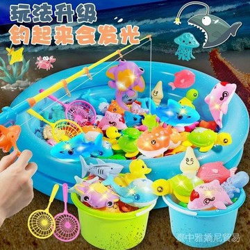 ✨可開發票#兒童釣魚玩具套裝磁性益智寶寶戲水池釣魚竿過傢傢男女孩親子互動#免運費
