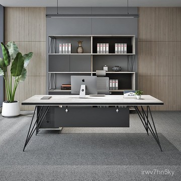 🍄全臺可上門安裝 開立統編 工業風老闆桌椅組閤 簡約現代辦公桌主管桌時尚 經理桌創意大班臺 EP2M