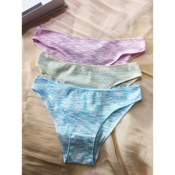 歐美時尚運動風大碼內褲女柔軟舒適棉襠中腰半包臀三角褲2024新款