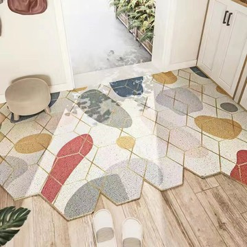 可自由剪裁去泥刮沙彈力絲圈地墊40x60cm - 六角琉璃40X60cm