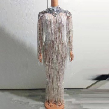 NOVANCE全鉆石流蘇夜總會歌手派對服裝女性晚禮服