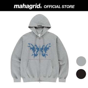 [MAHAGRID] 蝴蝶貼花連帽拉鍊_帽踢夾克_男女共穿BUTTERFLY APPLIQUE HOOD ZIP-UP