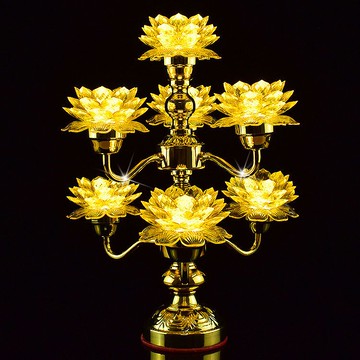LED供佛蓮花燈 供燈荷花燈旋轉音樂蓮花燈供燈佛前長明燈九品led七彩七星燈