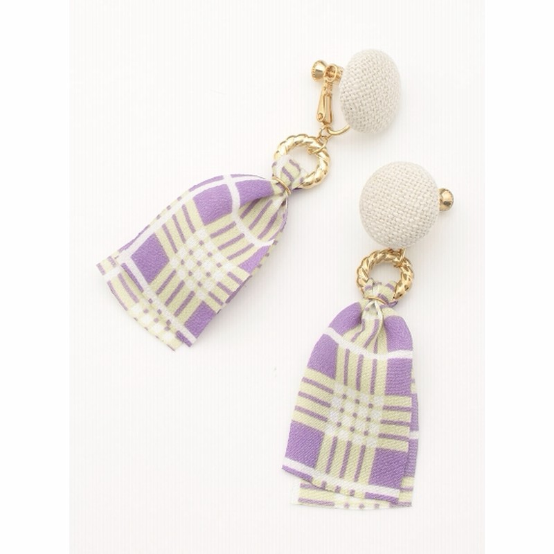 Three Four Time スリーフォータイム レディース チェックリボンクルミボタンイヤリング オフホワイト フリー 通販 Lineポイント最大1 0 Get Lineショッピング