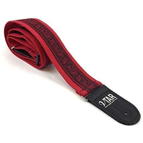 1to1 Music Vtar Guitar Strap Red Celtic Hemp Strap Handmade with Vegan Le