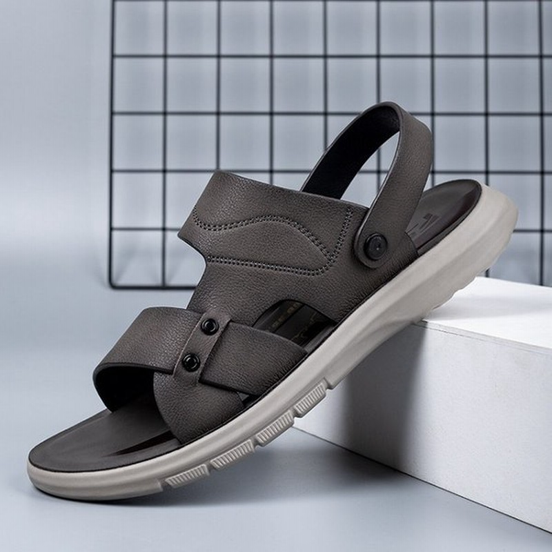 メンズサンダル 2way おしゃれ レザー お洒落 本革 夏 靴 男性 サンダル スリッパ 革 黒 メンズ 厚底 サンダル つっかけ レザー サンダル 通販 Lineポイント最大0 5 Get Lineショッピング
