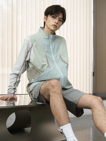 隱蔽者弧線結構拼色戶外騎行馬甲外套寬松休閒立領上衣