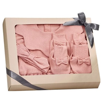 酷咕鴨 plus竹纖羅紋紗裙包屁衣禮盒 竹纖親膚透氣 新生兒禮盒  0~24個月  自然粉