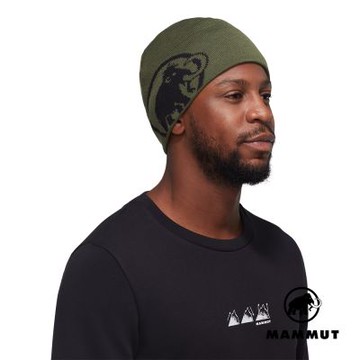 【Mammut 長毛象】Tweak Beanie 保暖針織LOGO豆豆帽 深沼澤綠/黑 #1191-01352
