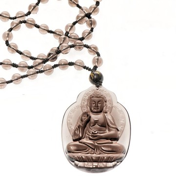 生肖狗 豬阿彌陀佛本命佛 冰晶黑曜石項鍊  黑曜石  1條