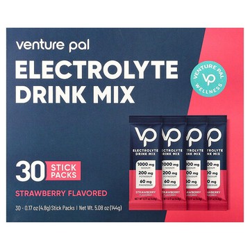 Venture Pal, 電解質混合飲品，草莓味，30 條，每條 0.17 盎司（4.8 克）