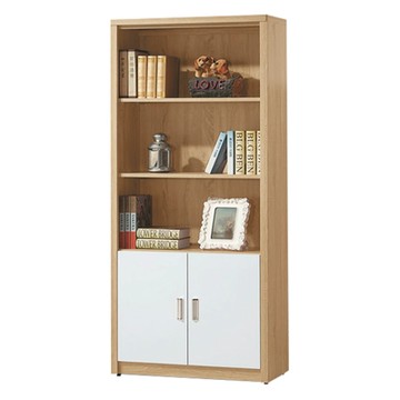 文創集 慕容2.6尺三格雙開門書櫃(二色可選)-79x33x182cm免組