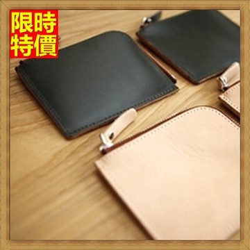 短夾 皮夾 男皮包-瘋馬皮純手工拉鍊簡約真皮男錢包4色65v59【獨家進口】【米蘭精品】