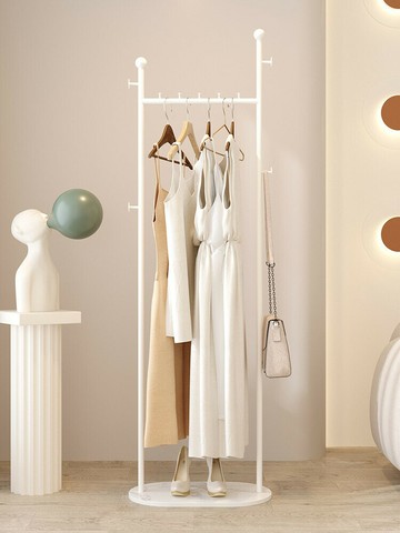 落地式掛衣架衣帽架  奶油風客廳落地式衣帽架家用臥室大理石掛衣架金屬包包架衣服架子