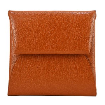 Hermes 愛馬仕 Bastia 羊皮迷你雙折扣式名片夾零錢夾(薑餅色)