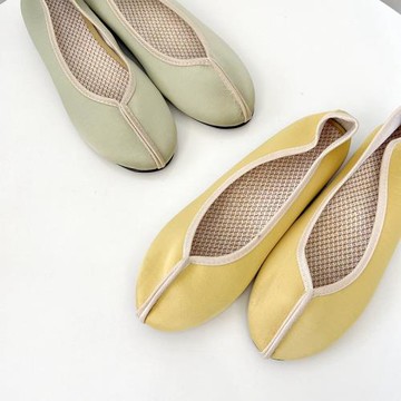 布鞋薄款中國風新式時尚平底清新黃綠2022年春季高級感一腳蹬尖頭