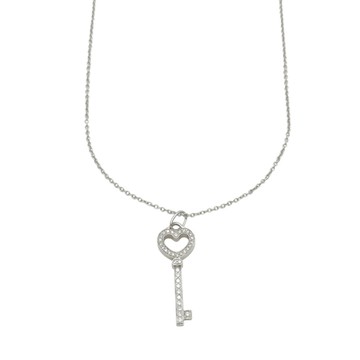 Tiffany & Co 蒂芬妮 Pt950 鉑金 鑽石 Heart Key 項鍊 【二手名牌BRAND OFF】