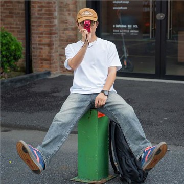 230克純棉針織短袖純白T恤百搭內搭外穿男女情侶裝打底衫