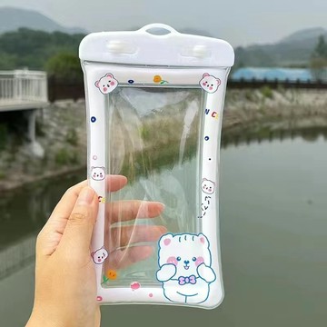 ⚡熱銷款 3d 可愛卡通兔子熊透明 PVC 防水手機袋防水手機袋游泳潛水旅行袋