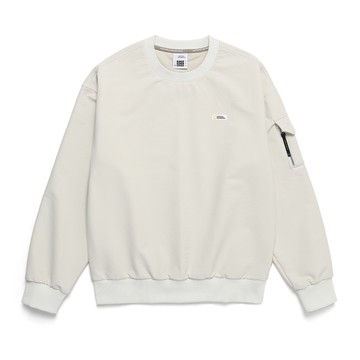 男女同款 ARCHELON 雙層刷毛口袋長袖衛衣 - 淺米色