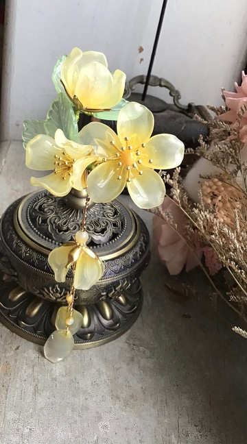 喵手作~木棉花髮釵/黃/粉二色