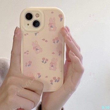 小清新兔子花朵iPhone15/14ProMax手機殼13蘋果12/11全包XS/XR/X
