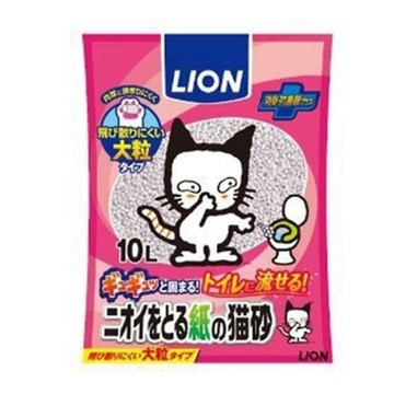 日本LION獅王 除臭紙砂(大顆粒) 10L-LI00442 貓砂 貓適用『寵喵樂旗艦店』