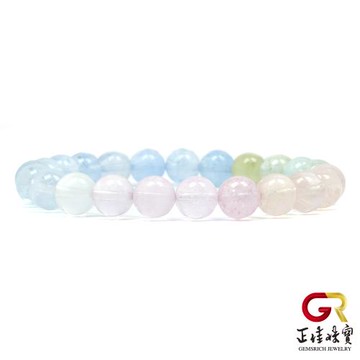 【正佳珠寶】摩根石 頂級冰質彩虹 7.8-8.2mm 彩虹摩根石手珠｜日本彈力繩