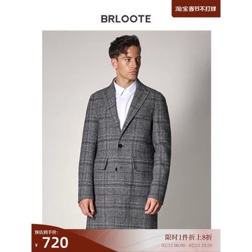 BRLOOTE/巴魯特羊毛雙面呢大衣男復古格質感中長外套正品冬裝