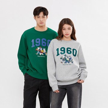 Hang Ten- 韓款內刷毛經典熊印花大學T-男(灰)