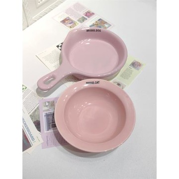 韓國BD平底鍋貓碗寵物陶瓷狗碗吃糧吃罐頭小貓咪狗狗食盆不黑下巴