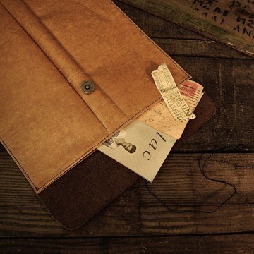 蠟紋布仿古皮革-A4文件袋