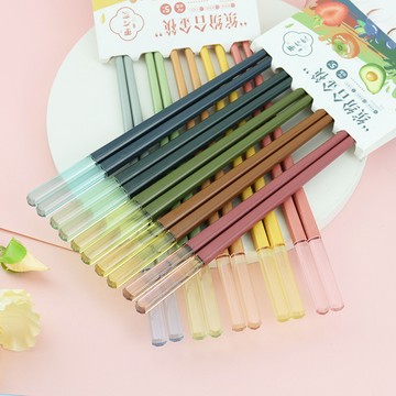 臺灣有貨⚡Y琥珀水晶頭閤金筷子家用高檔新款高顔值一人一筷防黴閤金筷子 QVA8