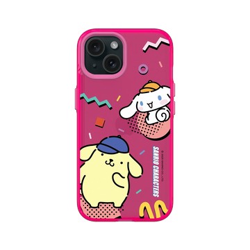 iPhone 15 Clear 粉漾桃 - 三麗鷗-布丁狗＆大耳狗綜合圖 Mix Characters - 繽紛布丁狗＆大耳狗