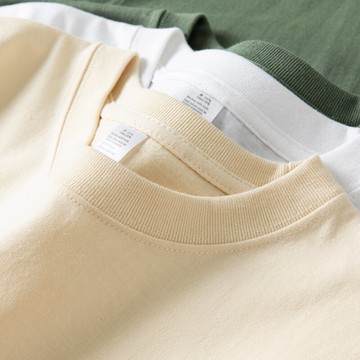 莫蘭迪色300g重磅純棉短袖t恤純色半袖圓領休閑打底上衣男女款夏