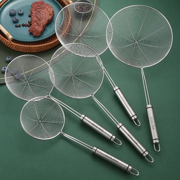 304不銹鋼漏勺 家用廚房油炸長柄笊籬大號耐高溫撈面撈勺餃子火鍋