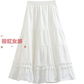 春白色半裙A字裙中長款半身裙女蓬蓬裙可愛顯瘦百褶傘裙蛋糕裙潮 半身裙大尺碼 大尺碼裙子 a字裙大尺碼 顯瘦裙 氣質穿搭