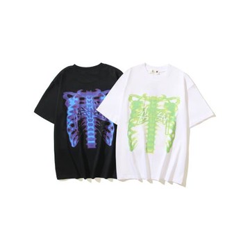 歐美高街STU潮牌男女情侶骷髏骨架X光片嘻哈短袖T恤ins超火情侶裝