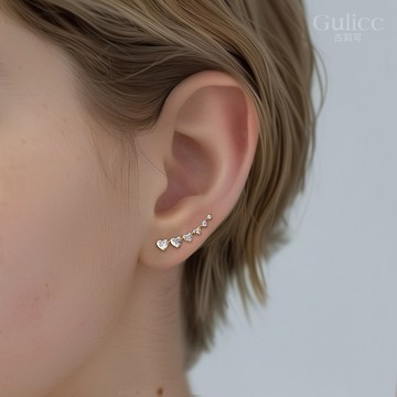 【Gulicc】金色連續愛心 耳環