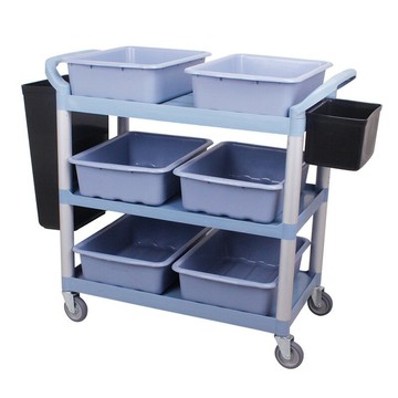 餐廳收餐車收碗車大號塑料三層手推車餐盤餐盆收集車飯店撤臺車[DD160110]