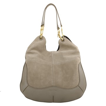 See by Chloe-HANA 麂皮拚皮革手提/單肩包（褐灰色）中款_廠商直送