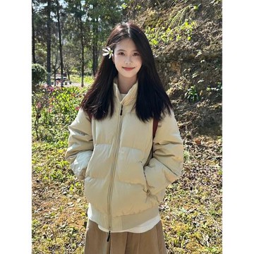 韓系立領小個子短款加絨外套棉服