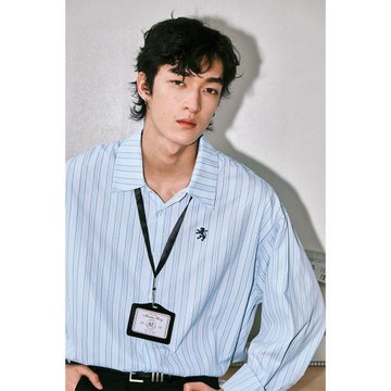 【趙小童同款】抹茶故事豎條紋長袖襯衫男女寬松百搭襯衣秋季新款