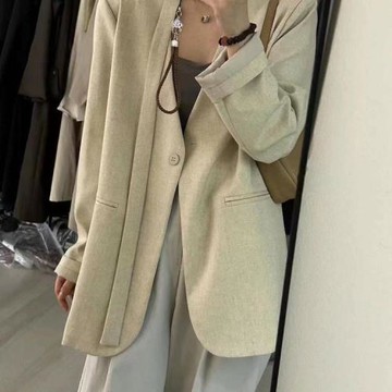 設計感一粒扣小西裝外套女今年流行oversize休閑高級感西服2025秋