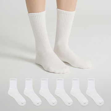 STUDIO SOCKSTOP 女性運動緩震中筒襪 6雙組  24公分(23~25公分)  白色+白色+白色+白色+白色+白色